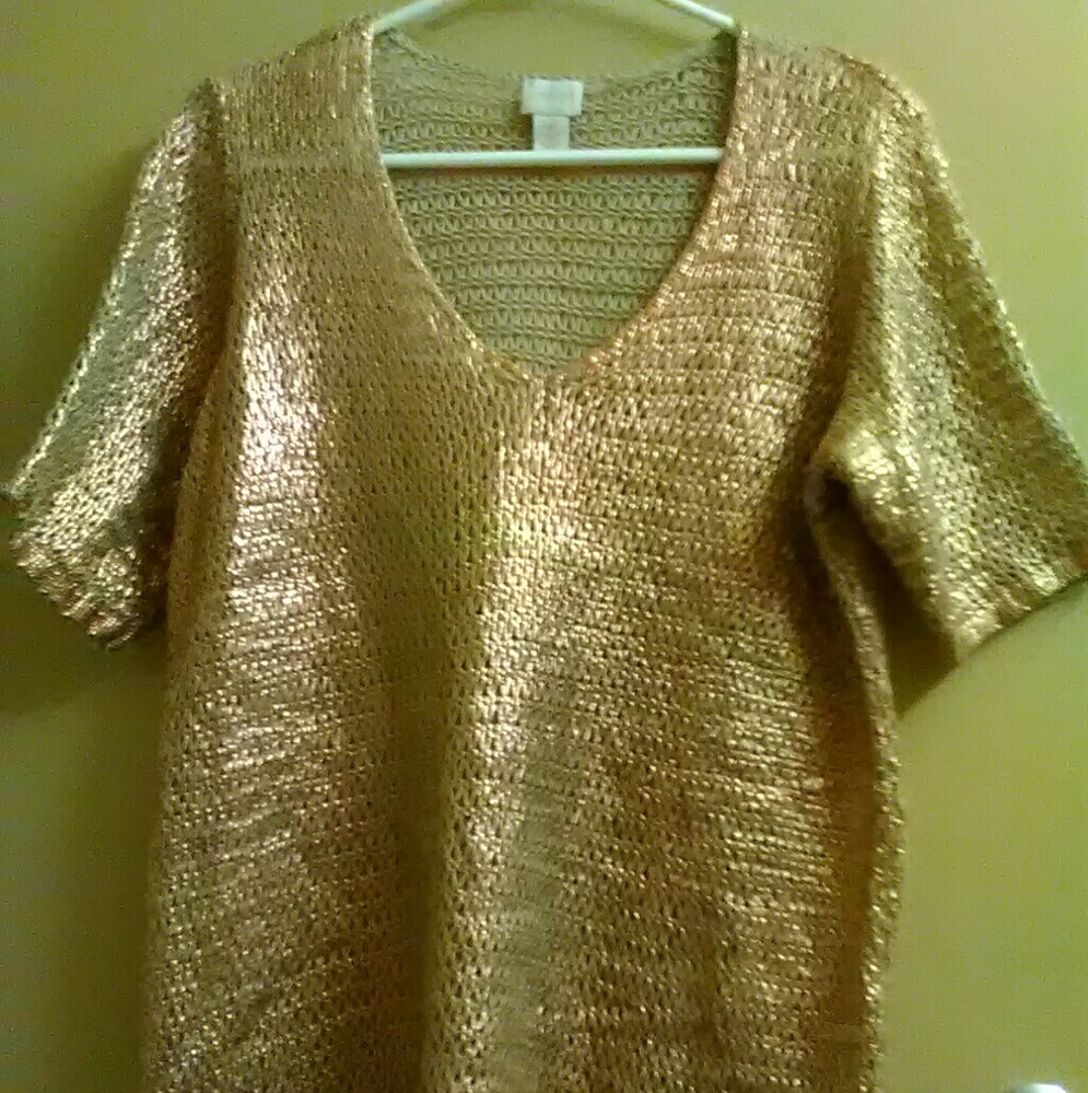 Chico's rose gold foil Lily sweater